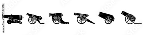 Cannon icon vector set. Artillery illustration sign collction. Weapon symbol or logo.