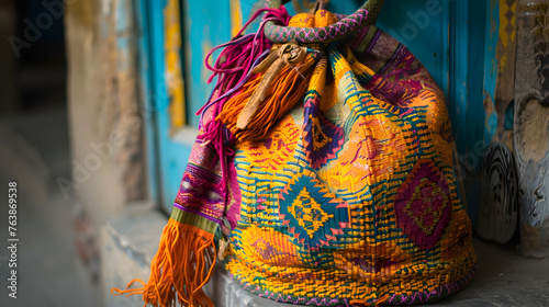 Colorful Handwoven Traditional Jholla Bag Showcasing Rich, Ethnic Patterns and Designs