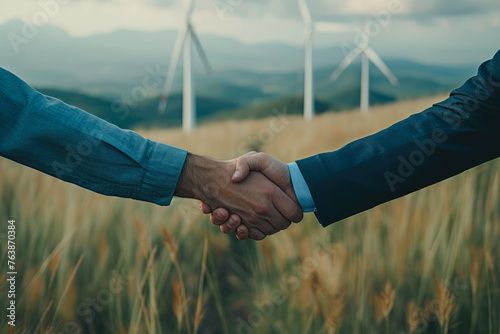 Collaborative Sustainability: Businessmen Embrace ESG for Wind Power Growth