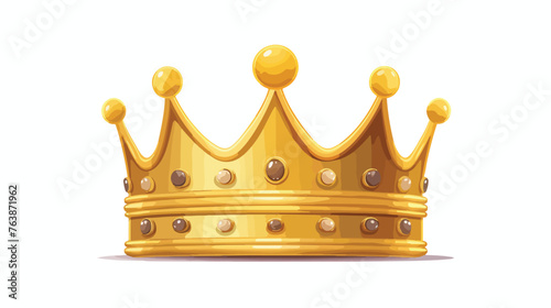 Gold crown flat vector isolated on white background