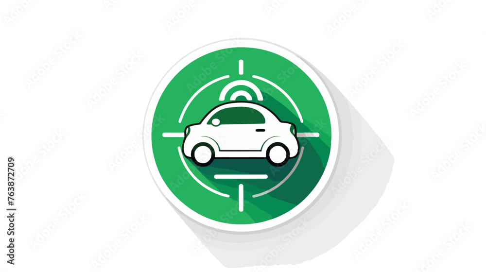 Green Smart car security system icon isolated on white