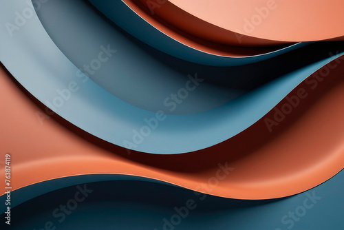 Creative modern geometric abstract design in dove blue, pale sand, earth grey, dark terracotta, light salmon colors palettes.