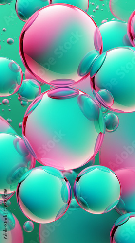Abstract background with pink and green bubbles.