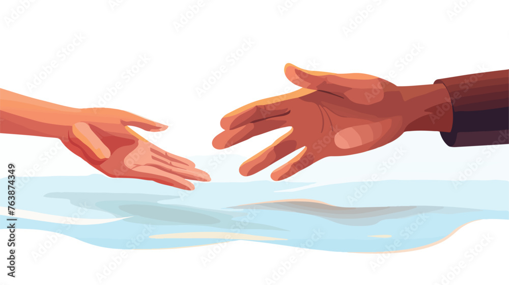 Helping hand flat vector isolated on white background
