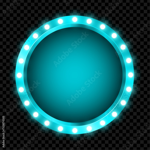 Vector light bulbs vintage neon glow circle frame vector