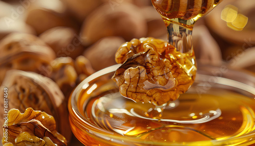 nuts with honey macro sweet dessert