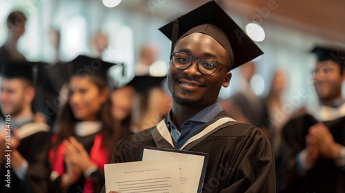 Happy Graduate in Cap and Gown, Diversity, University Ceremony
