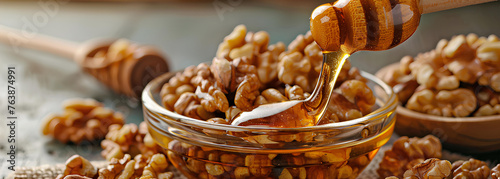 nuts with honey macro sweet dessert