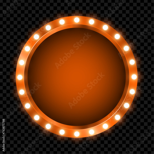 Vector light bulbs vintage neon glow circle frame vector