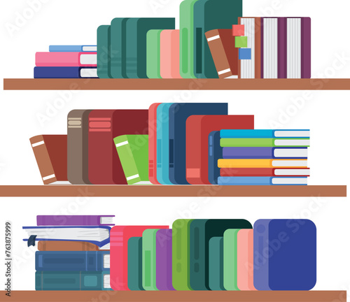 Bookshelves color icon. Library books. Bookstore storage