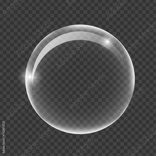 vector white transparent glass sphere glass or ball, shiny bubble glossy