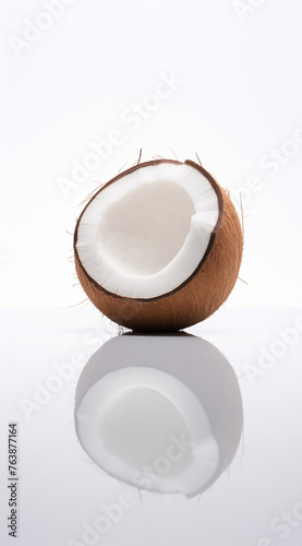 Coconut and splash wather on white background.