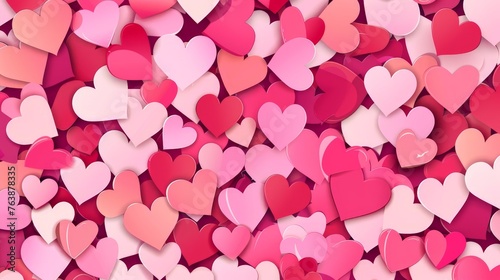 A flurry of simple cartoon hearts in shades of pink