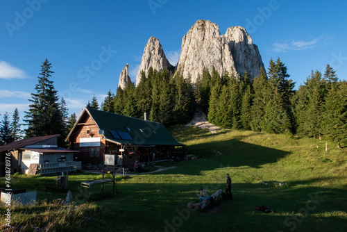 The mountain hut Einsamer Stein in the Carpathian Mountains in Romania