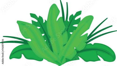 Tropical bush. Jungle green plant cartoon icon