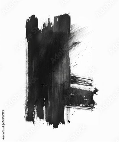 Expressive Black Ink Abstract on White