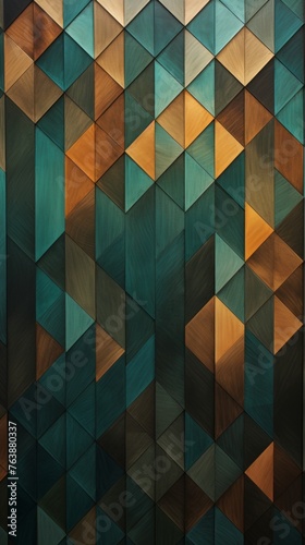 Abstract Triangular Wooden Wall Mosaic