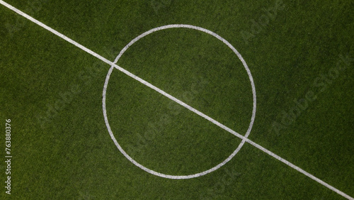 Aerial view of the center of a football field