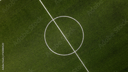 Aerial view of the center of a football field