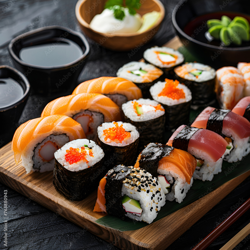 sushi and chopsticks