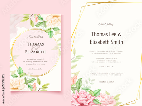 Beautifull Floral Vector Wedding Invitation Template Design