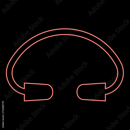 Neon earplug ear plug protection device red color vector illustration image flat style
