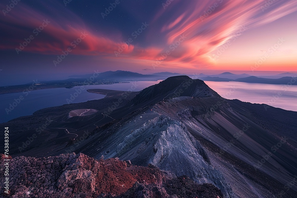 Fototapeta premium Long exposure beautiful high angle view landscape photography of Acatenango Volcano