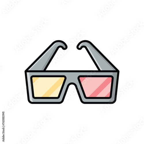 Color Line 3d Glasses vector icon