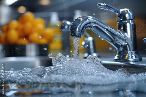 faucet in modern kitchen sink professional advertising photography