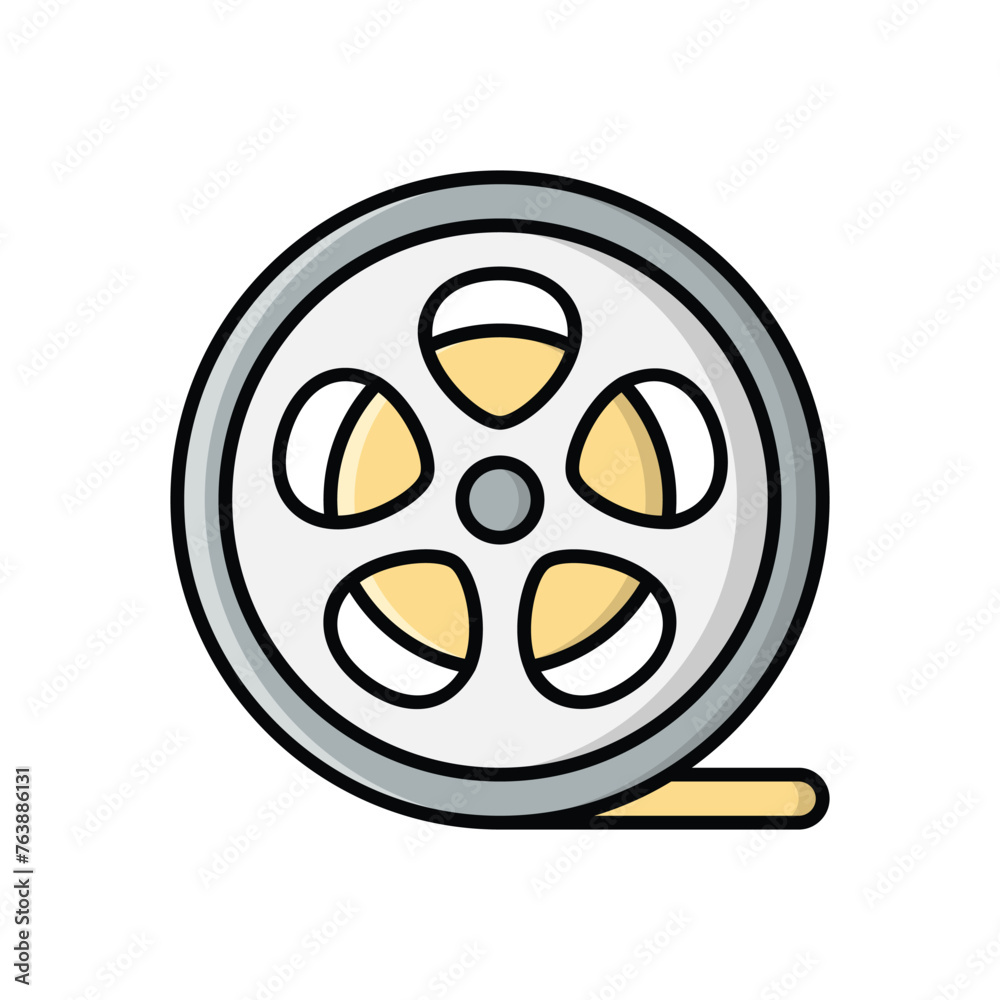 Color Line Movie Reel vector icon