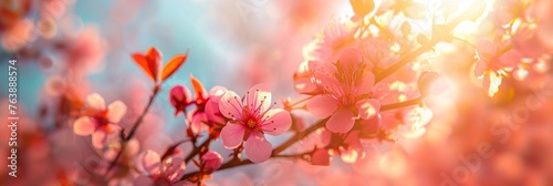pink flowers background, spring weather banner, poster, spring weather background, spring background © Muhammad Hammad Zia