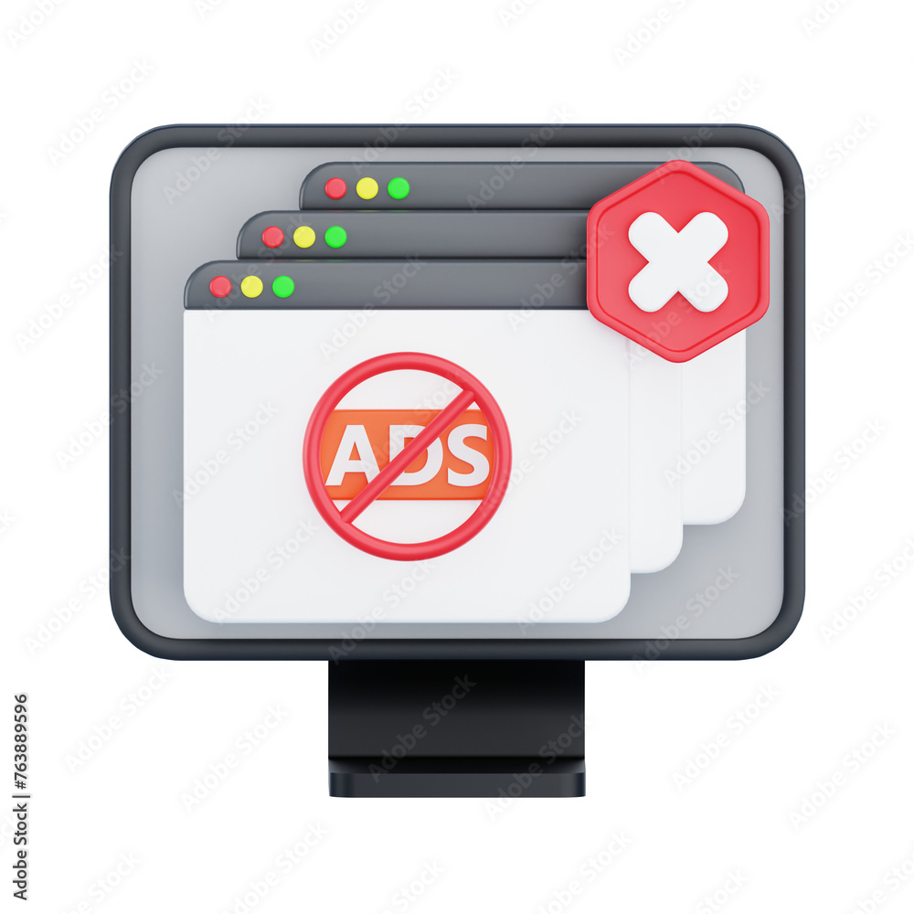 3D illustration of Ads Block 3D illustration of Ads Block