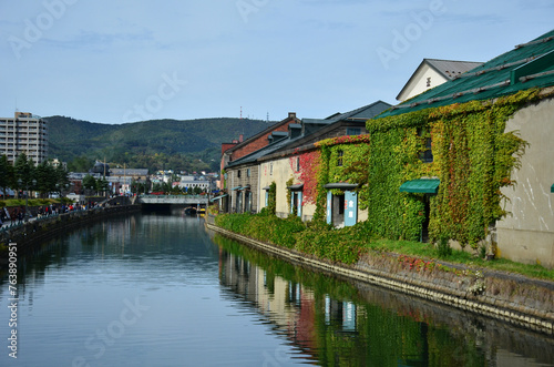 Leaves changing color at Otaru Canal in Hokkaido