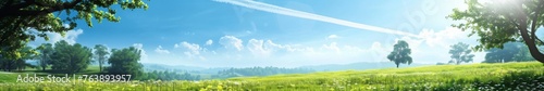 landscape with grass and sun, spring weather banner, poster, spring weather background, spring background