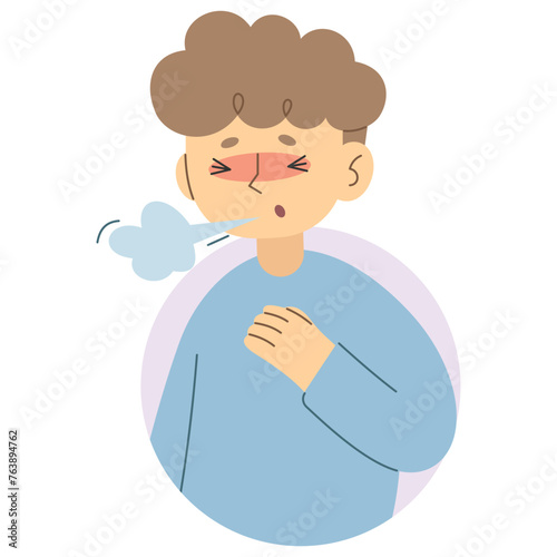 Shortness of breath 8 cute on a white background, vector illustration.
