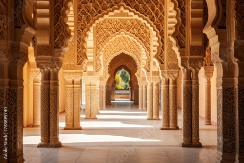 The ornate arches of the Alhambra in Granada, Spain. photo