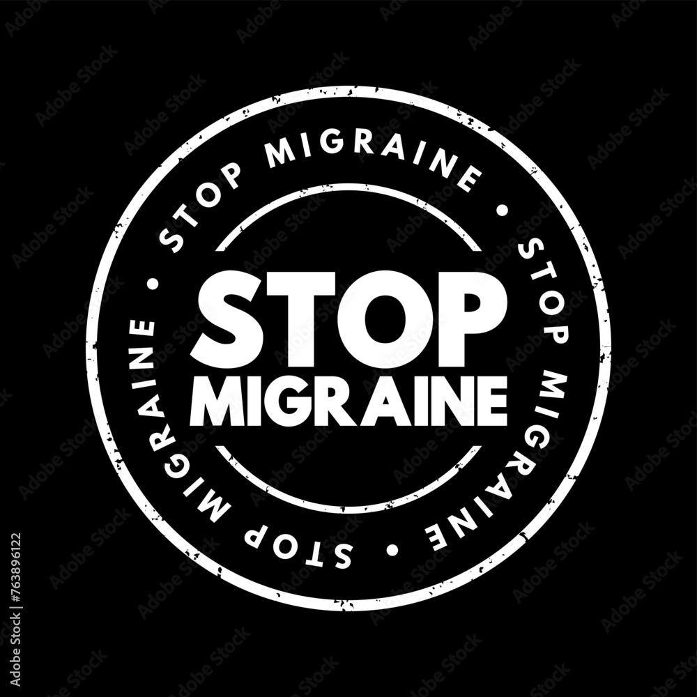 Stop Migraine text stamp, health concept background