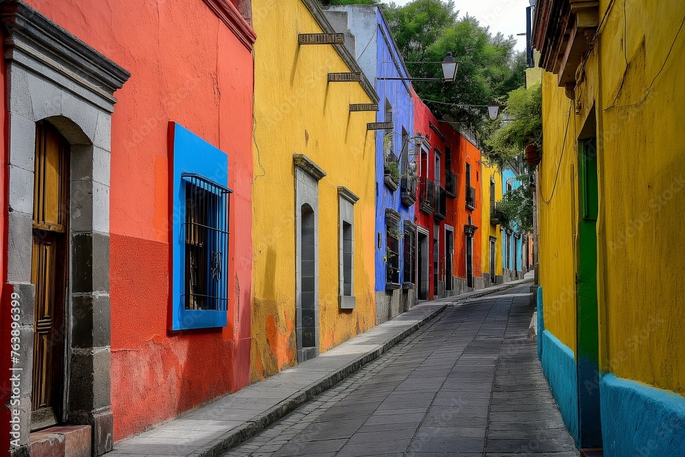 Callejon de los Sapos Puebla Mexico, mexican street, mexican house closeup