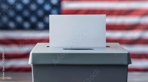 ballot box for voting. US presidential election. USA flag
