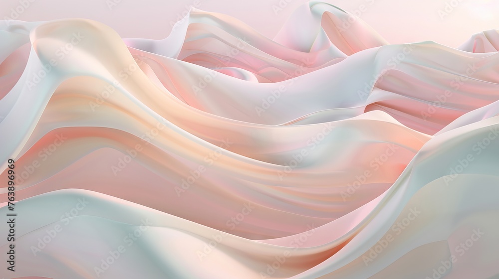 Obraz premium A painting depicting white and pink waves flowing on a soft pink background