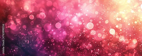 Abstract bokeh background. Gold bokeh on defocused pink red background