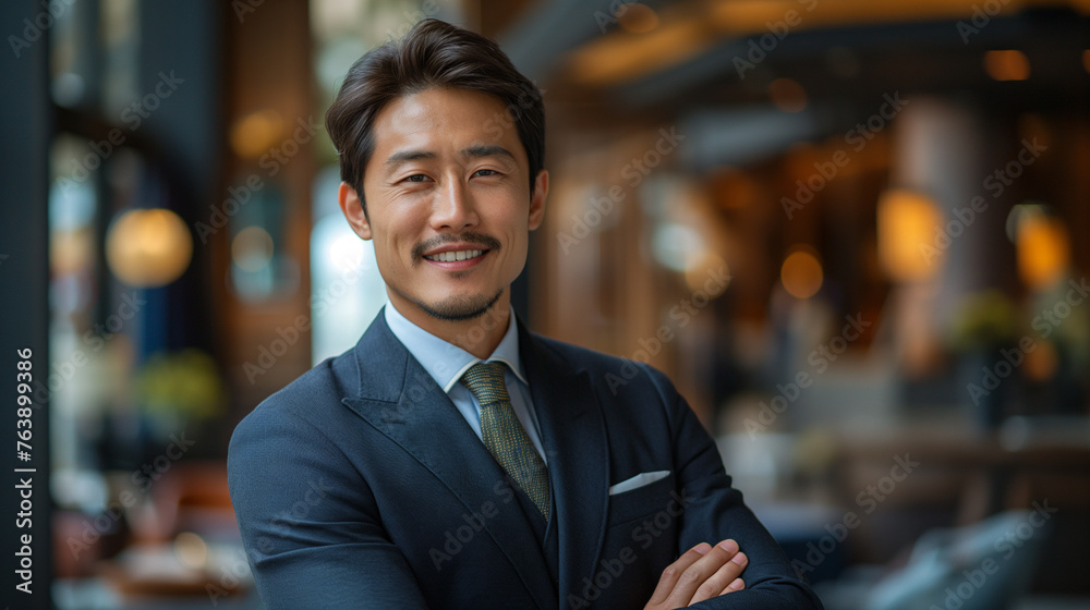 腕組みをする若いビジネスマン