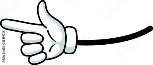 Retro comic hand pointing. White glove fingers