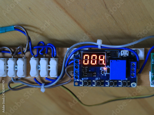time delay relay with wires and luminous display