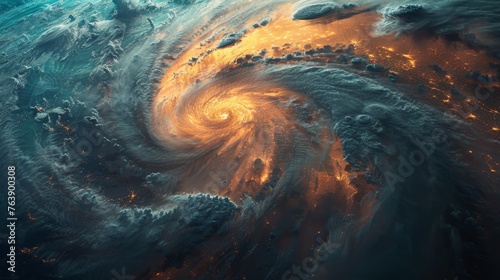 3D rendering of cyclone storm and whirlpool from satellite.