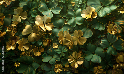 Lush clovers with a touch of gold  Generative AI