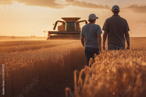 A farmer walks with his son through the wheat fields to teach him the profession