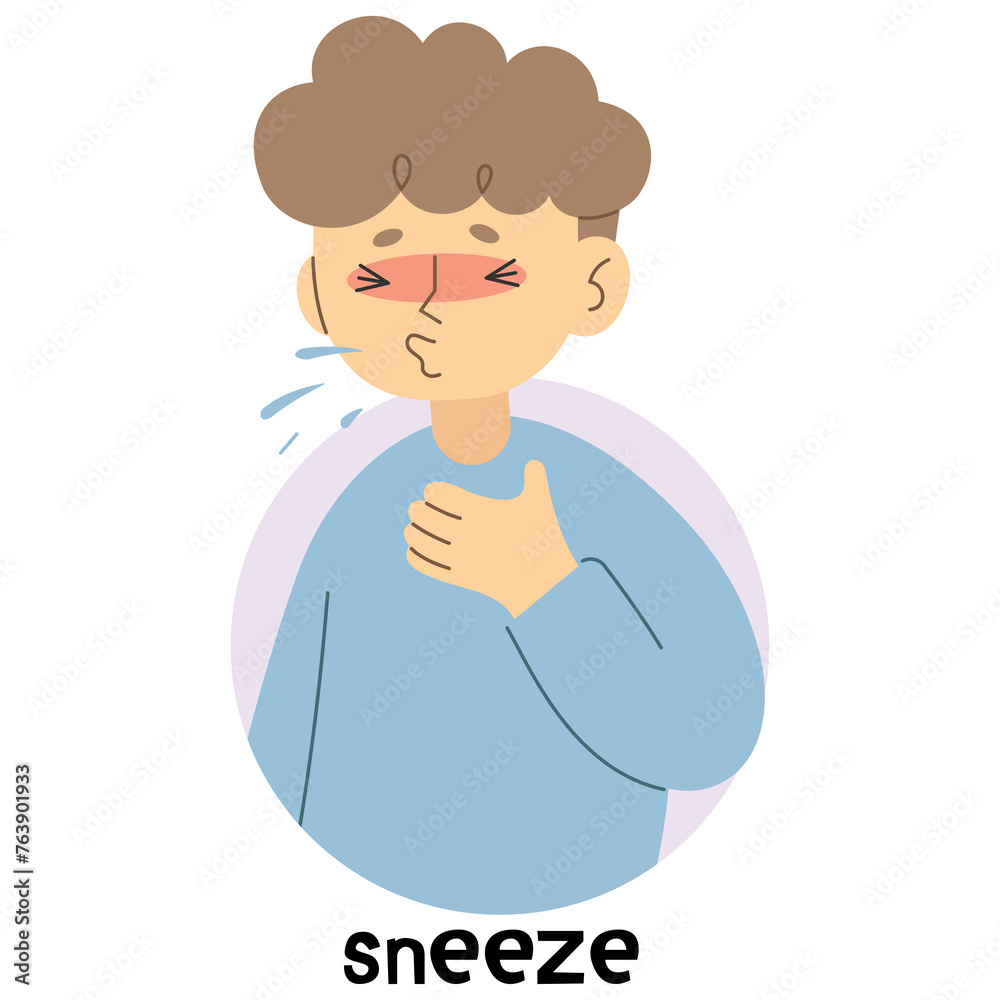 Sneeze 3 cute on a white background, vector illustration.
Sneeze 3 cute on a white background, vector illustration.