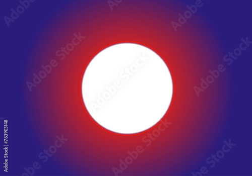 Fondo en degradado rojo azul con círculo blanco central. Círculo blanco central sobre fondo degradado radial en rojo y azul photo