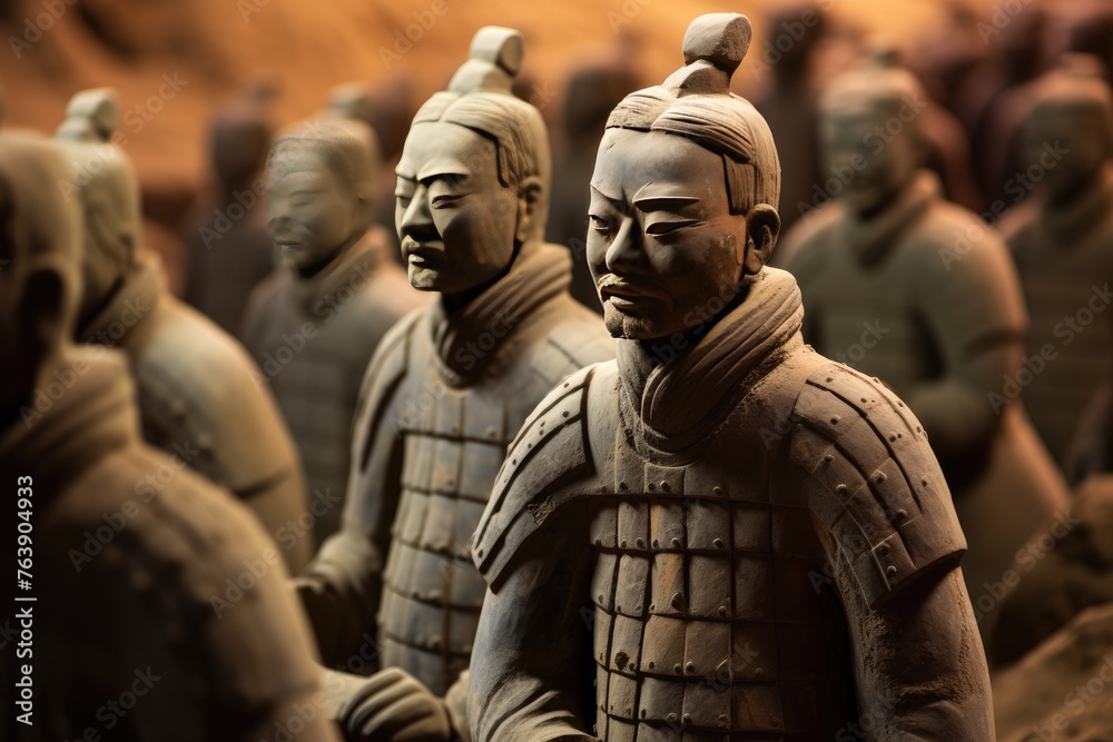 The weathered sculptures at the Terracotta Army site in China. The weathered sculptures at the Terracotta Army site in China.